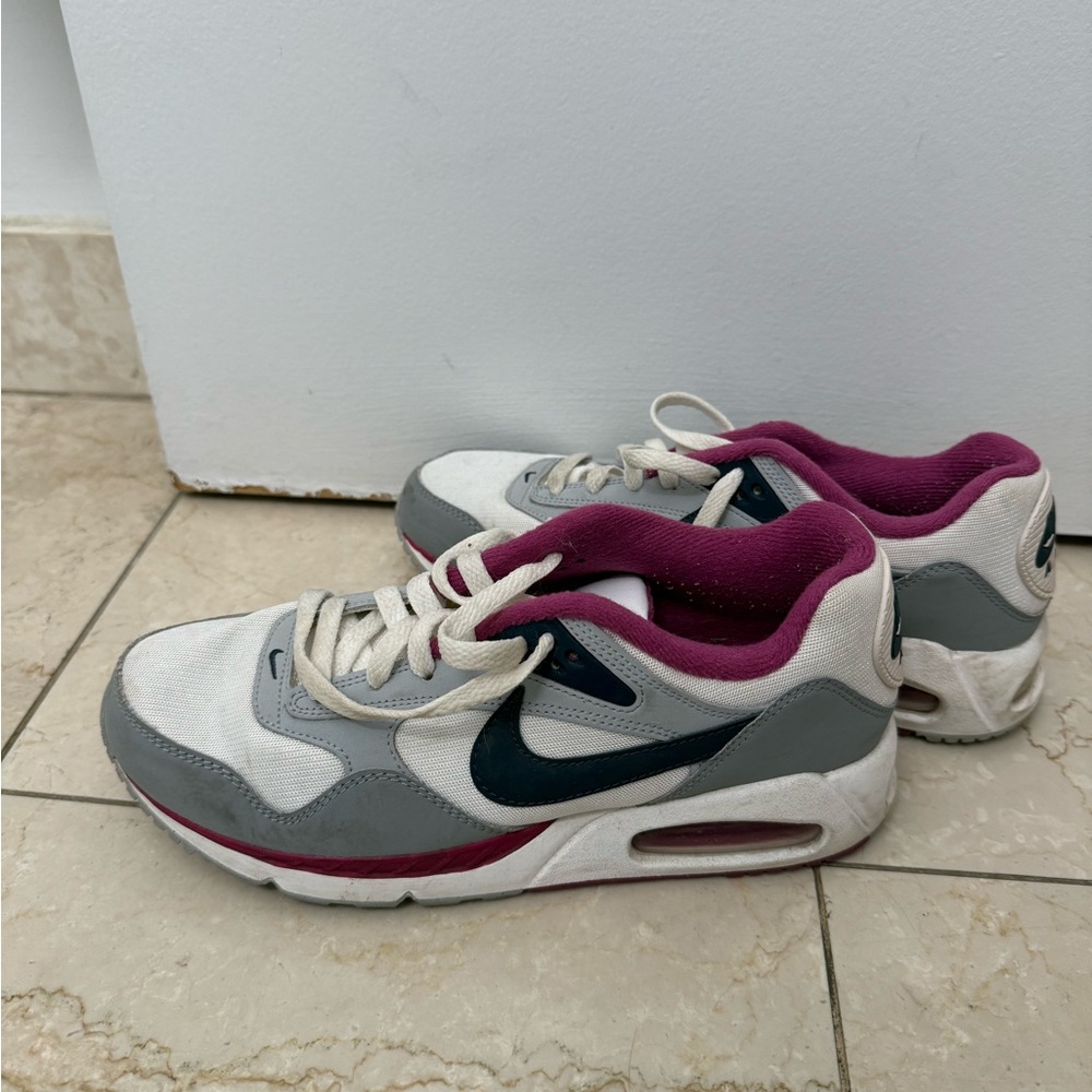 Nike Air Max Sneakers in White, Gray, and Maroon